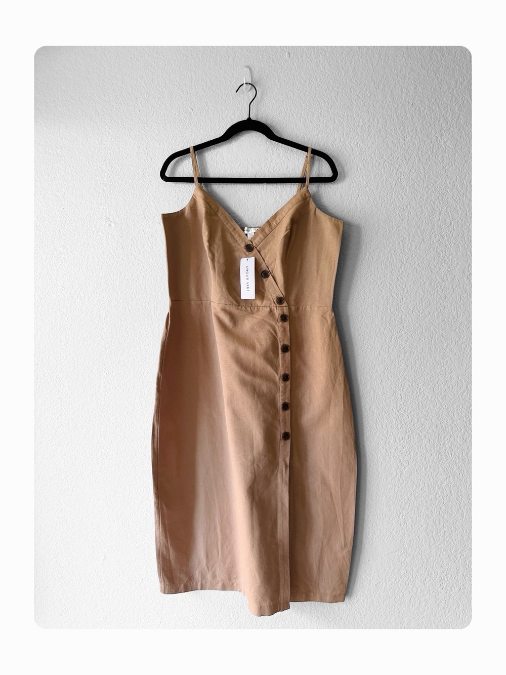★ Amour Vert Seasonal Staple Cotton/Linen Casual Spring Summer Dress Sand XL ★